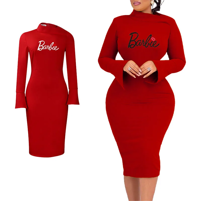 

Women's Slim Sexy Long Sleeve Plus Size Hip Skirt with Angled Collar, Temperament, Waist Big Butt, Exclusive Dress for Girls
