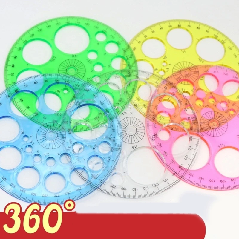 5 Pcs/Set Round Circle Template Circle Stencil Ruler Protractor Large and Small Drawing Aid ruler set drawing ruler