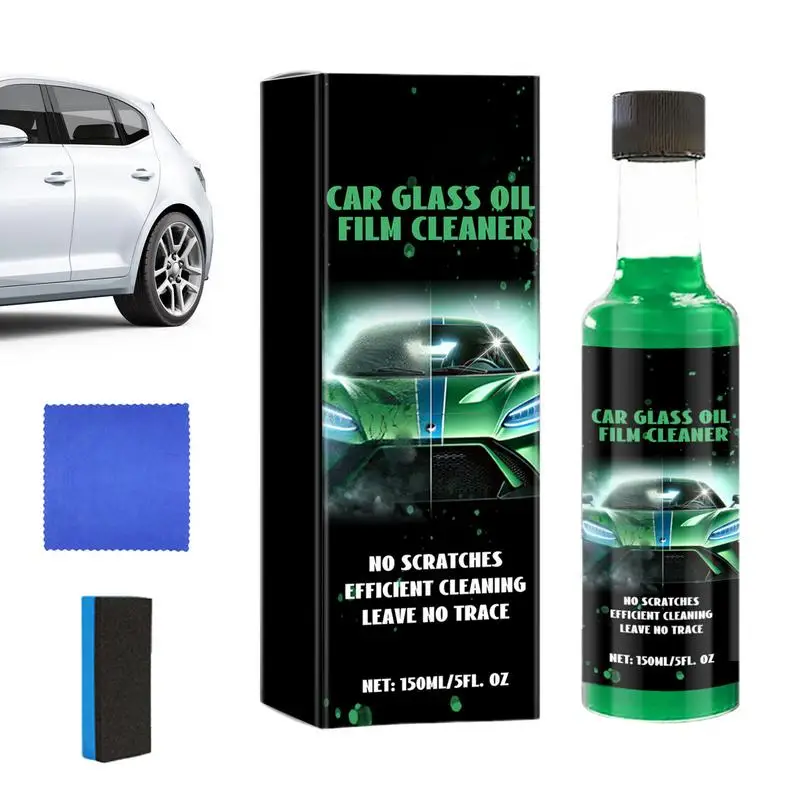 

Glass Oil Film Remover Auto Glass Oil Film Remover With Sponge Towel Auto Glass Oil Film Remover 150ml For Easily Restore Glass