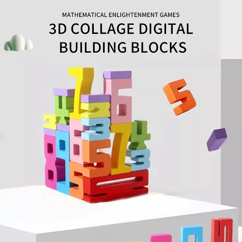 Digital Building Blocks Children's Educational Toys 1-3 Years Old Baby Early Education Large Particle Color Building Block Toys 2
