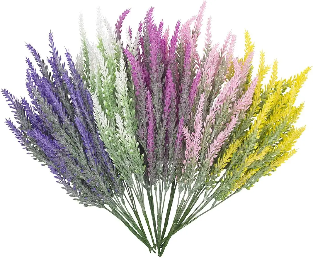 

10 Bundles Artificial Flowers Lavender Colorful Bouquet Decorative Potted Garden Flower Wedding Garden Office Decoration