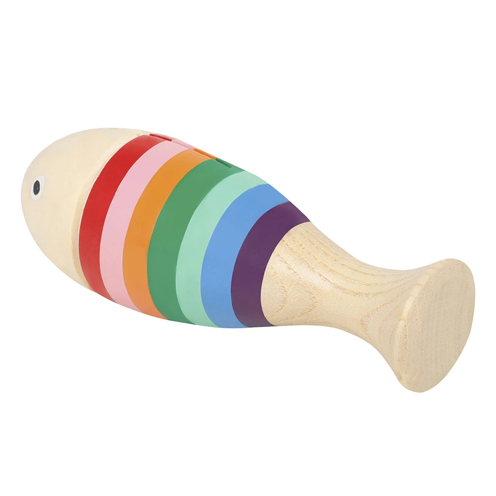 M MBAT Fish-Shaped Clapper Wooden Children Sound Tube Small Musical Percussion Instrument Fit Elementary Enlightening Education
