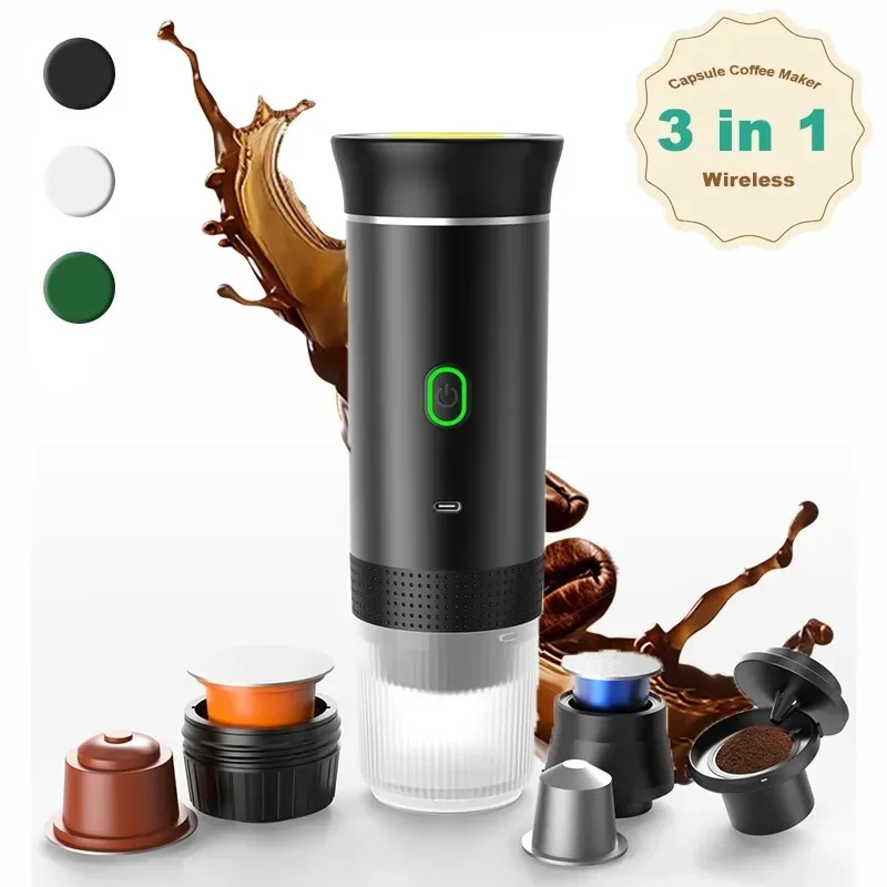 3-in-1 Portable Coffee Maker Espresso Coffee Maker For Car Home Camping Travel Capsule Powder Automatic