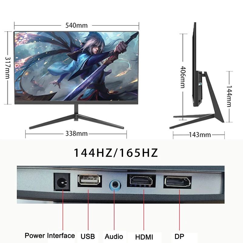 ũž ÷̿  ȭ  ǻ 165Hz , 24 ġ, 1080P, 144Hz, PC ̹, 1ms  ð, 99% sRGB HDMI DP