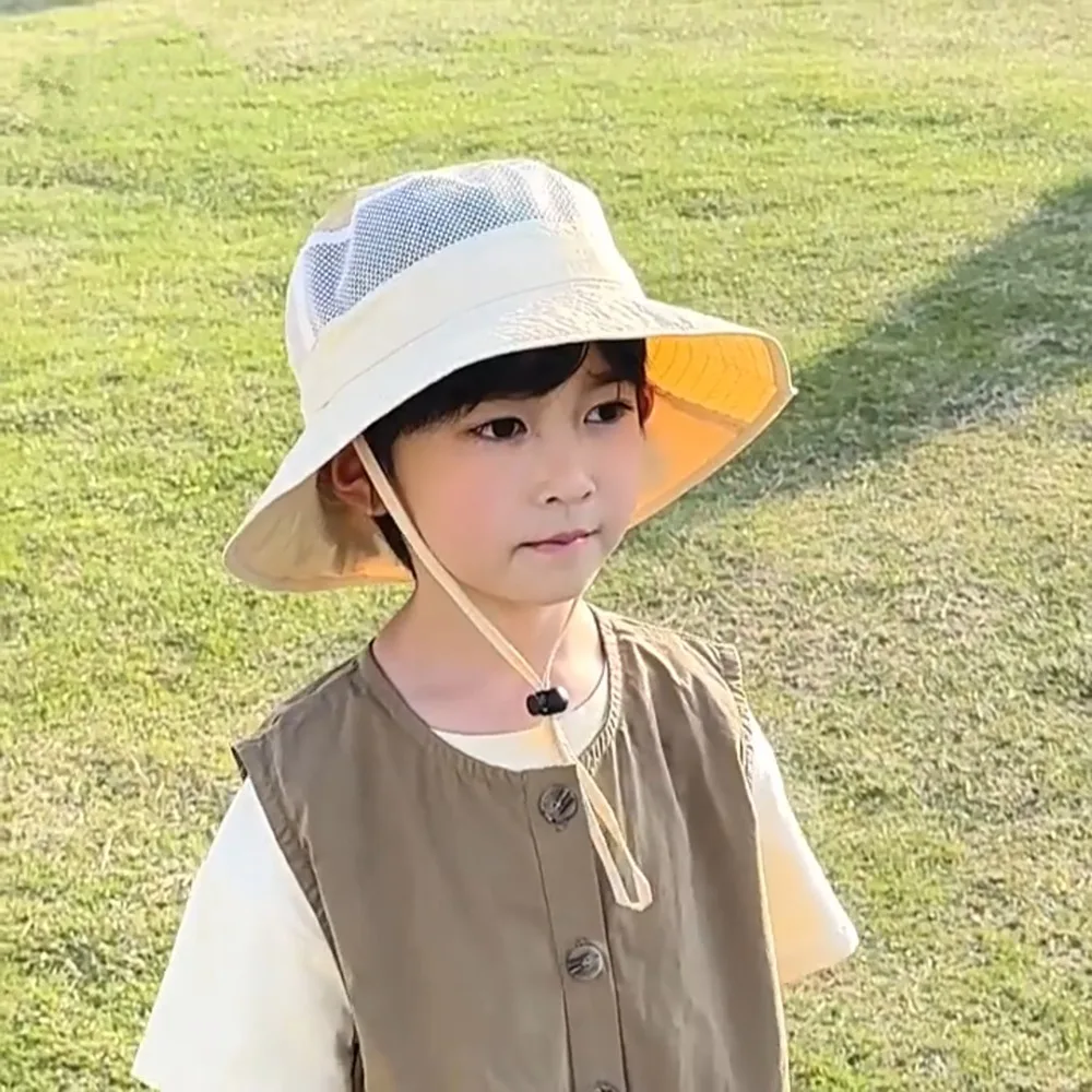 Cute Breathable Kids Shawl Sun Hat Quick Dry Cotton Baby Sun Protection Hat Wide Brim Sunscreen Children Fishman Hat Boys