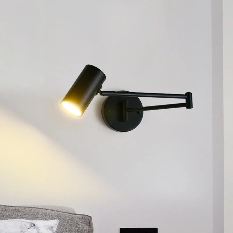 

Nordic Creative Long Pole Rocker Arm LED Wall Lamp Living Room Study Folding Telescopic Light Switch Home Decoration Lighting
