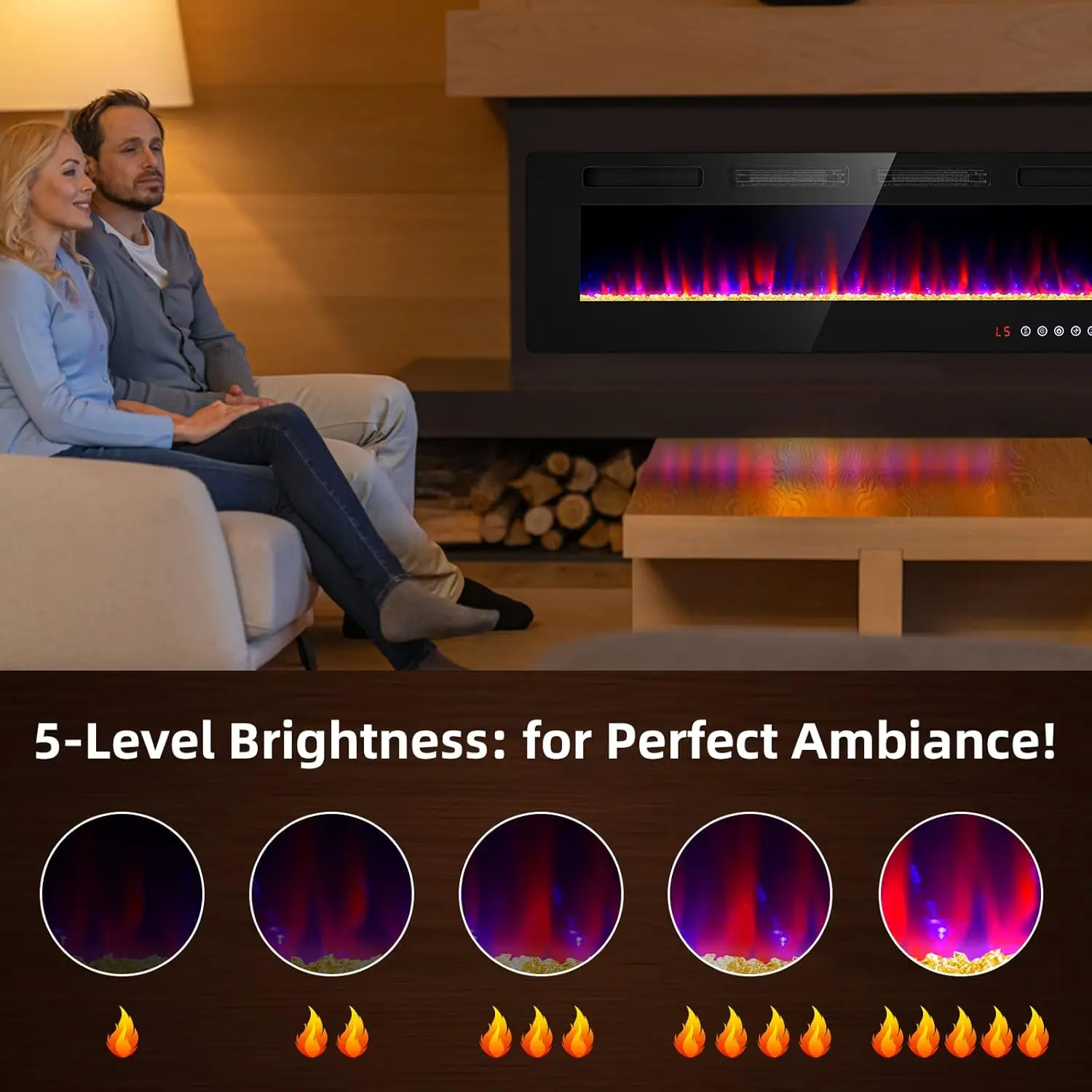 72 inches Electric Fireplace-Wall Fireplace for Living Room-Fireplace Freestanding/Inserts/Wall Mounted with Remote Control 4