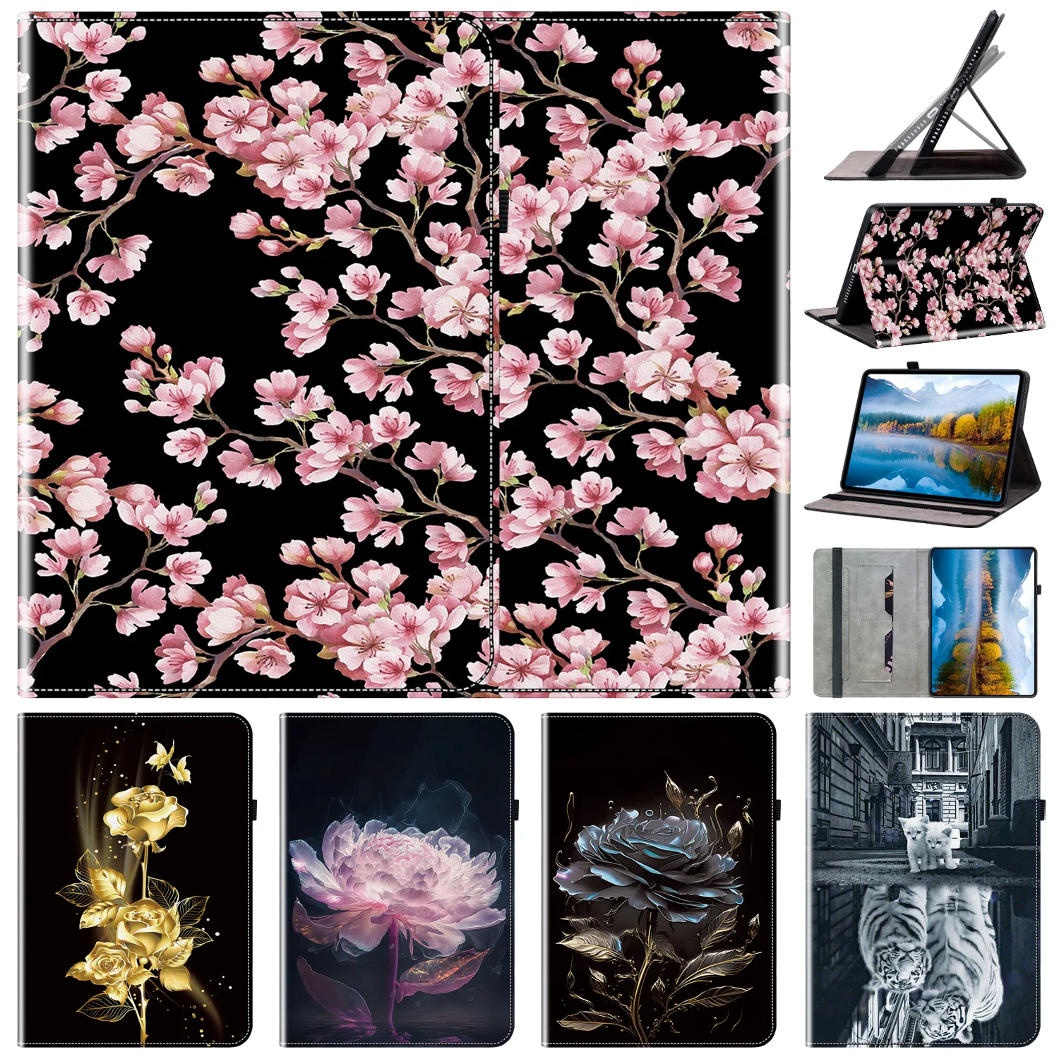 Luxurious Leather Tablet Case with Crystal Pattern Design
