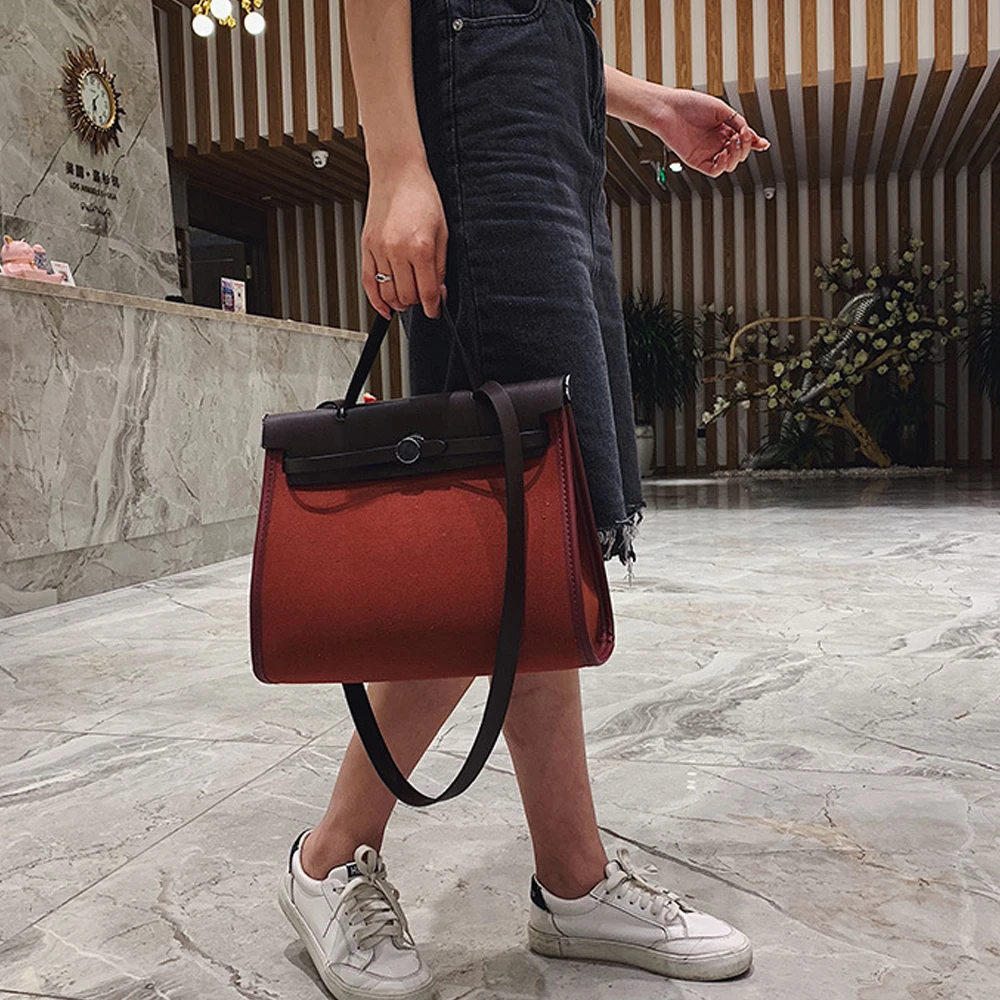 Patent Leather Women's Bag Herbag liner zipped Handbags Contrast Color Hand Bill of lading shoulder Bag handtassen dames women evening bag