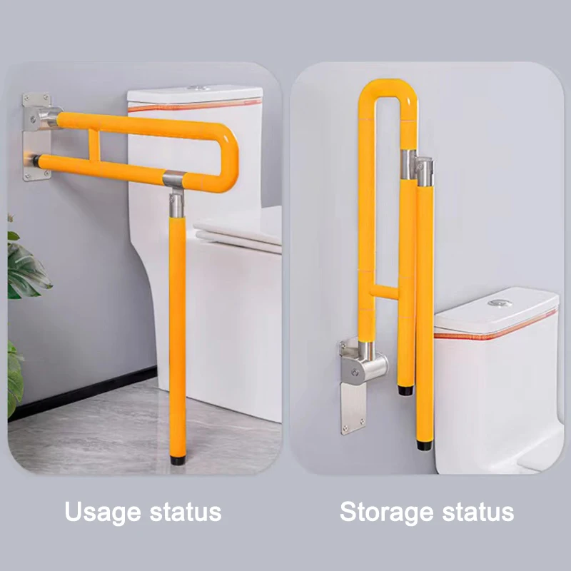 Folding Stainless Steel Toilet Safety Handrail Wall Mounted Luminous Bathroom Handrail For Elderly Disabled Handle