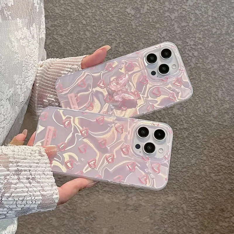 Romantic Heart Butterfly Lustre Lining Hard Phone Case