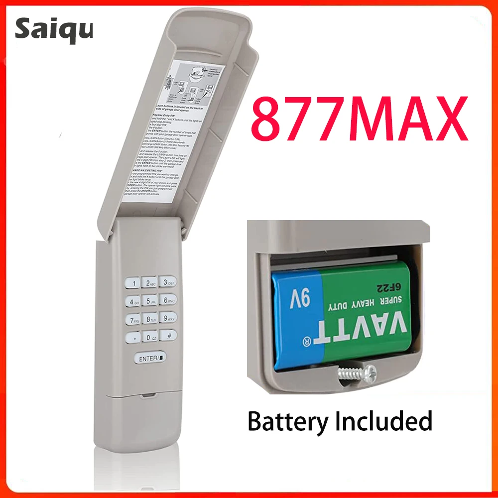 LiftMaster 877MAX 315MHZ 390MHZ Keypad Wireless Garage Door Opener