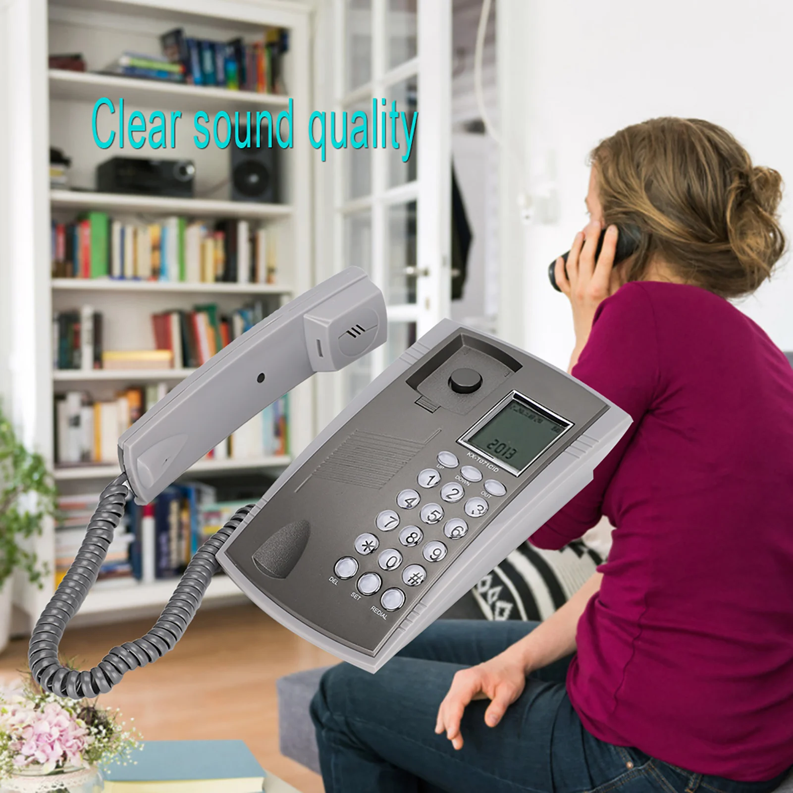 KX T071CID Wall Mount Desktop Corded Telephone Phone Mute Home  Hotel Call Center Gray  Corded Telephone