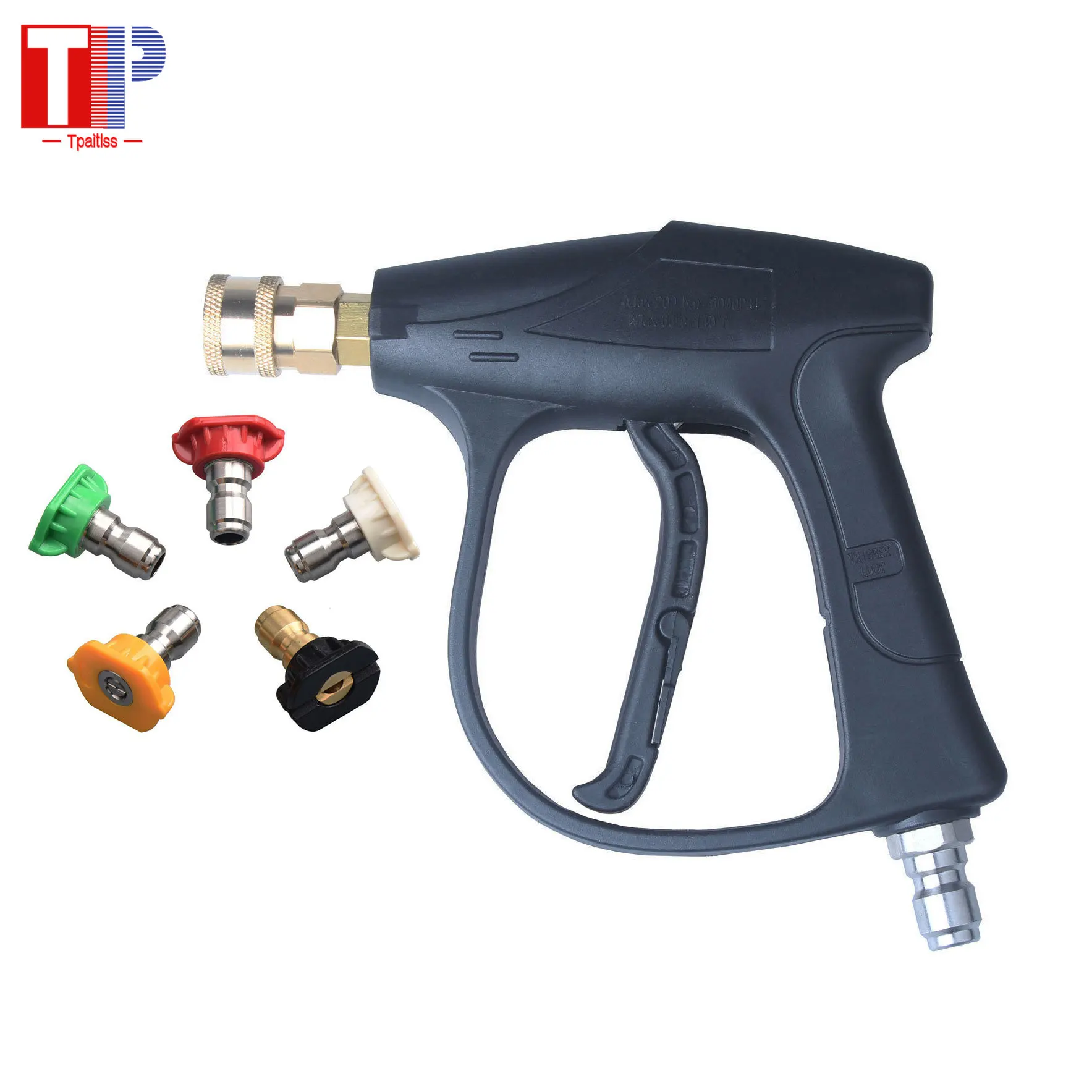 

Tpaitlss Car Wash 3/8" Inlet 3000 PSI High Pressure Washer Spray Gun + 5 Spray Nozzle Tip