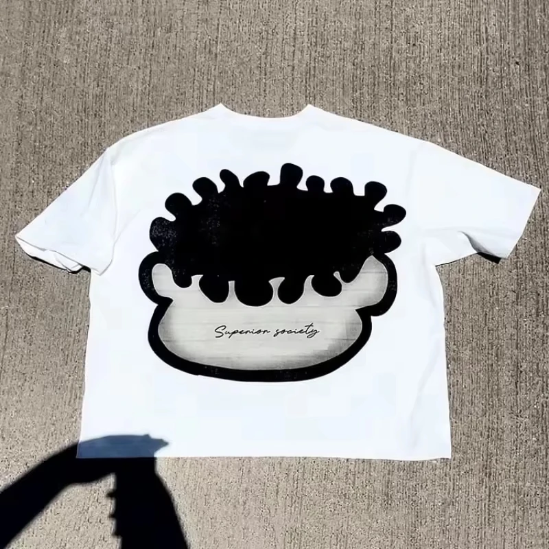 Vintage Big Face Graphic Print Cotton T-Shirt Men Y2K Summer Short Sleeves Vintage Oversize Tshirt Streetwear Women Tops 5