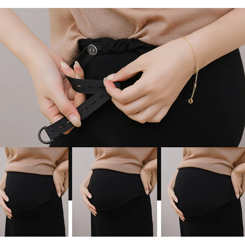 Maternity High Waist Belly Skirts Pregnant Women Empired Belly Skirts Mid-Calf Office Long Straight Skirt Maternity Skirt
