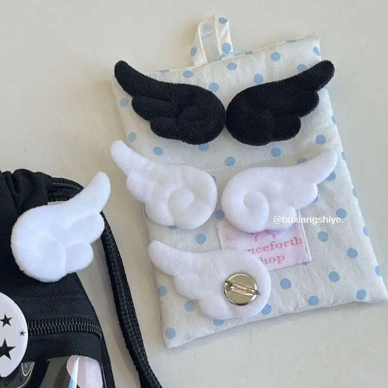 1 Pair Of Plush Angel Wings Brooch Bag Decoration Badge Y2K Style Gothic Lolita Plush Angel Wing Fluffy Brooch Bag Decoration