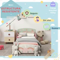 Lit pour enfants Zonekiz 143X77X60 cm Lit pour enfants de 3 à 6 ans avec barrières de protection et motifs Max. Charge 40 kg Rose 6