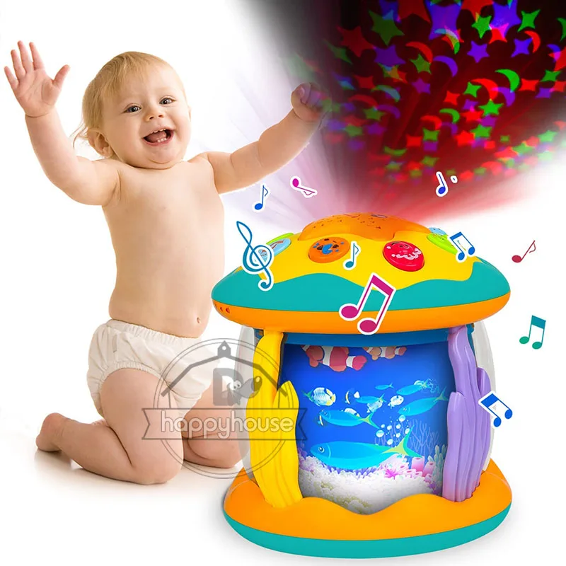 Proyector giratorio de luz del océano para bebés de 1 a 3 años, juguetes  musicales Montessori, juguetes sensoriales educativos tempranos para niños  pequeños, regalos - AliExpress