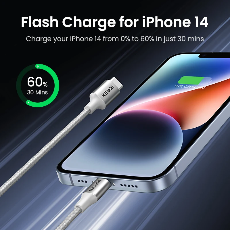 UGREEN MFi Certified USB-C to Lightning Fast Charging Braided Cable