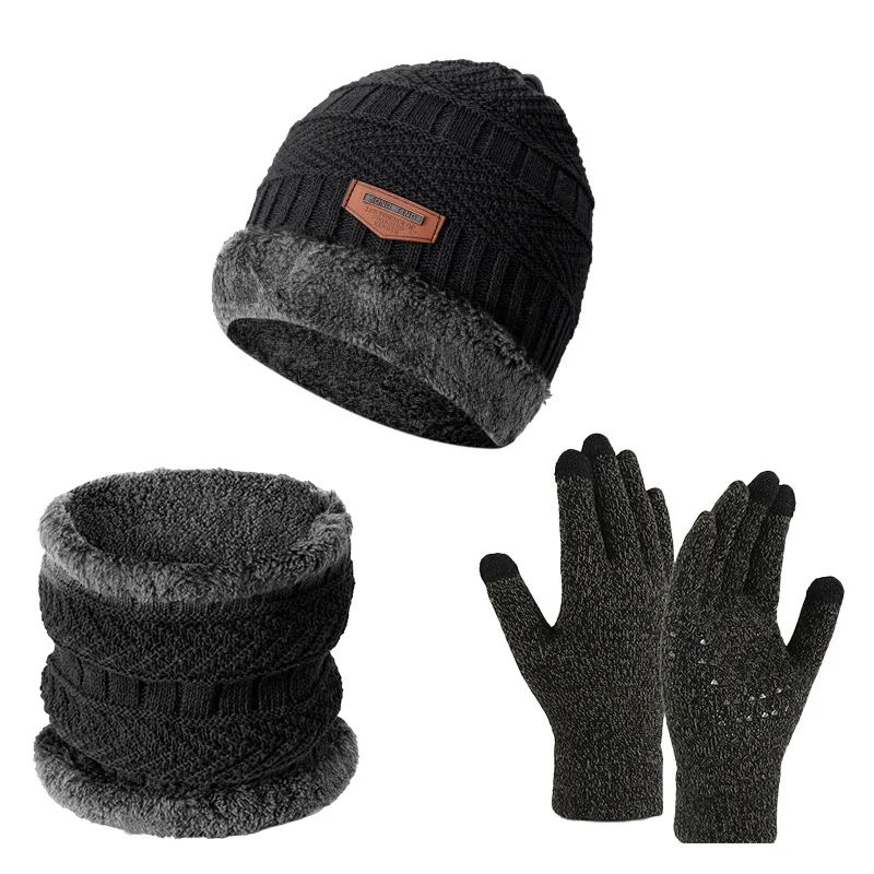 3 pieces/set winter men's and women's knitted hats winter hat set comfortable and warm hat set winter hat,knitted hat scarf set