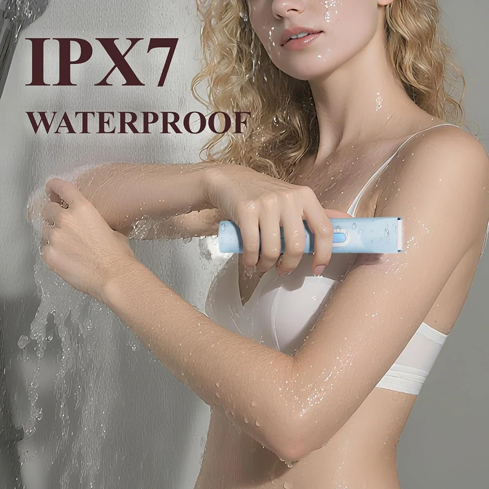 Bikini Trimmer for Women Dual-Head Electric Shaver for Women Pubic Hair Waterproof Body Hair Trimmer Rechargeable Hair Removal