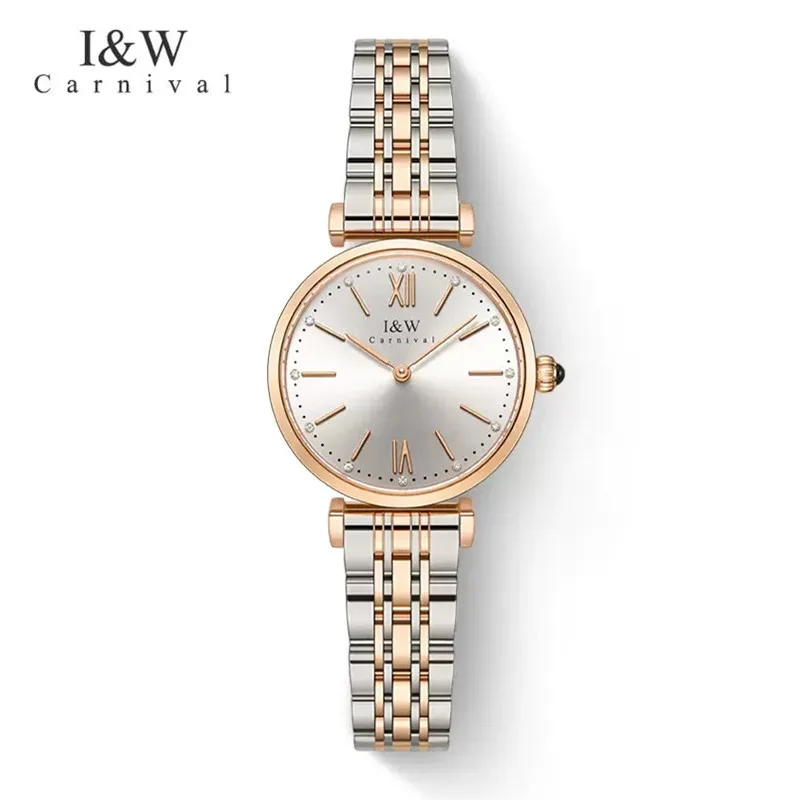 

CARNIVAL Fashion Quartz Wrist Watch Luxury Ladies Sapphire Stainless Steel Wristwatches Waterproof Elegant for Women Reloj Mujer