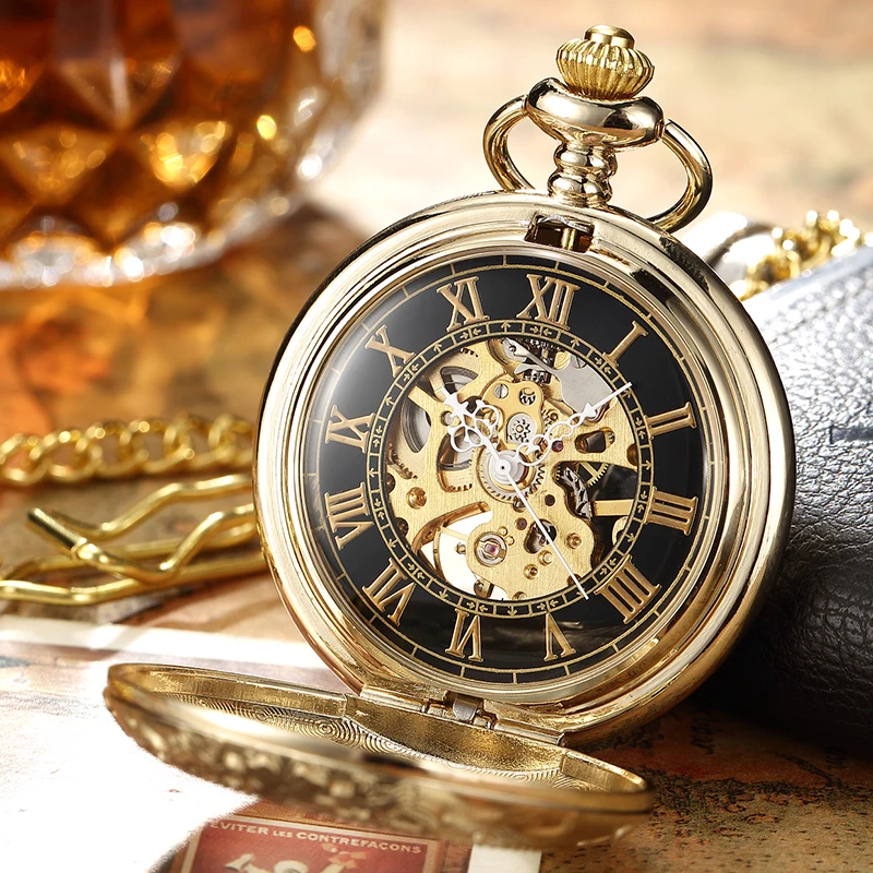 Antique Pocket Watch for Women Man Pendant Engraved Gold Mechanical Roman Dial Necklace Clock Quartz Steampunk Pocket Watches