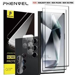Oleophobic Anti - Glare Tempered Glass Screen Protector - 2 Screen 1 Lens (For Galaxy S24 Ultra)
