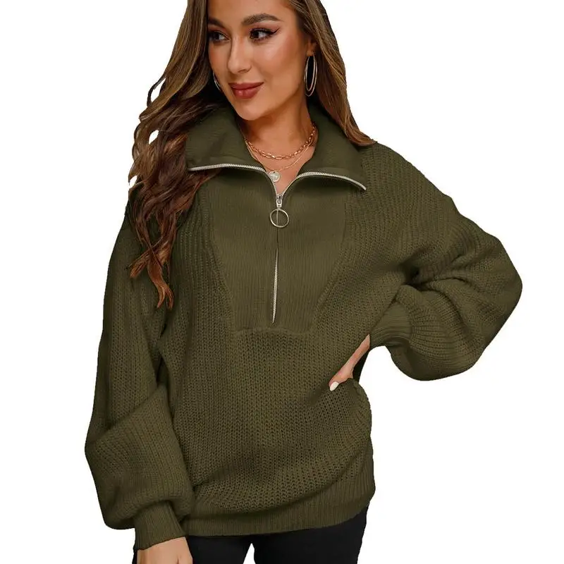

Oversized Half Zip Pullover Women Women Oversized Half Zip V Neck Pullover Long Sleeve Oversized Casual ChunkyPullover Tops For