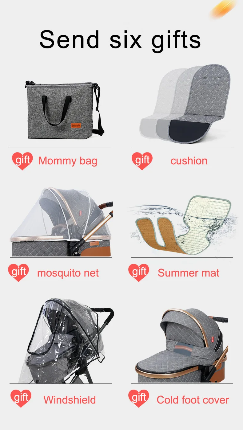 Luxury Baby Stroller 2 in 1 Foldable High landscape Newborn Baby Bassinet Puchair baby stroller