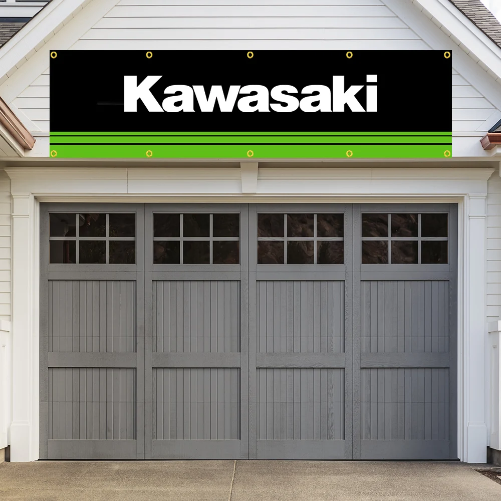 Kawasaki Flag Racing Show Motoring Workshop Garage Banner Decorazione Poliestere Può Essere Personalizzato Outdoor Home 60X240Cm 2 X8Ft