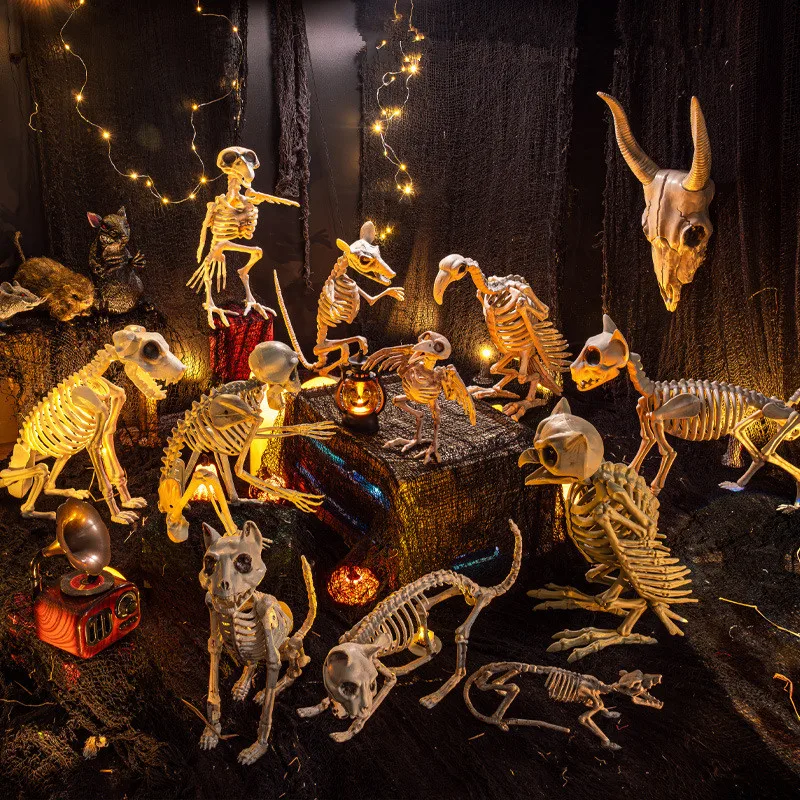 Halloween Skelett Hund Deko - Realistische Gruselfigur Für Garten & Haus