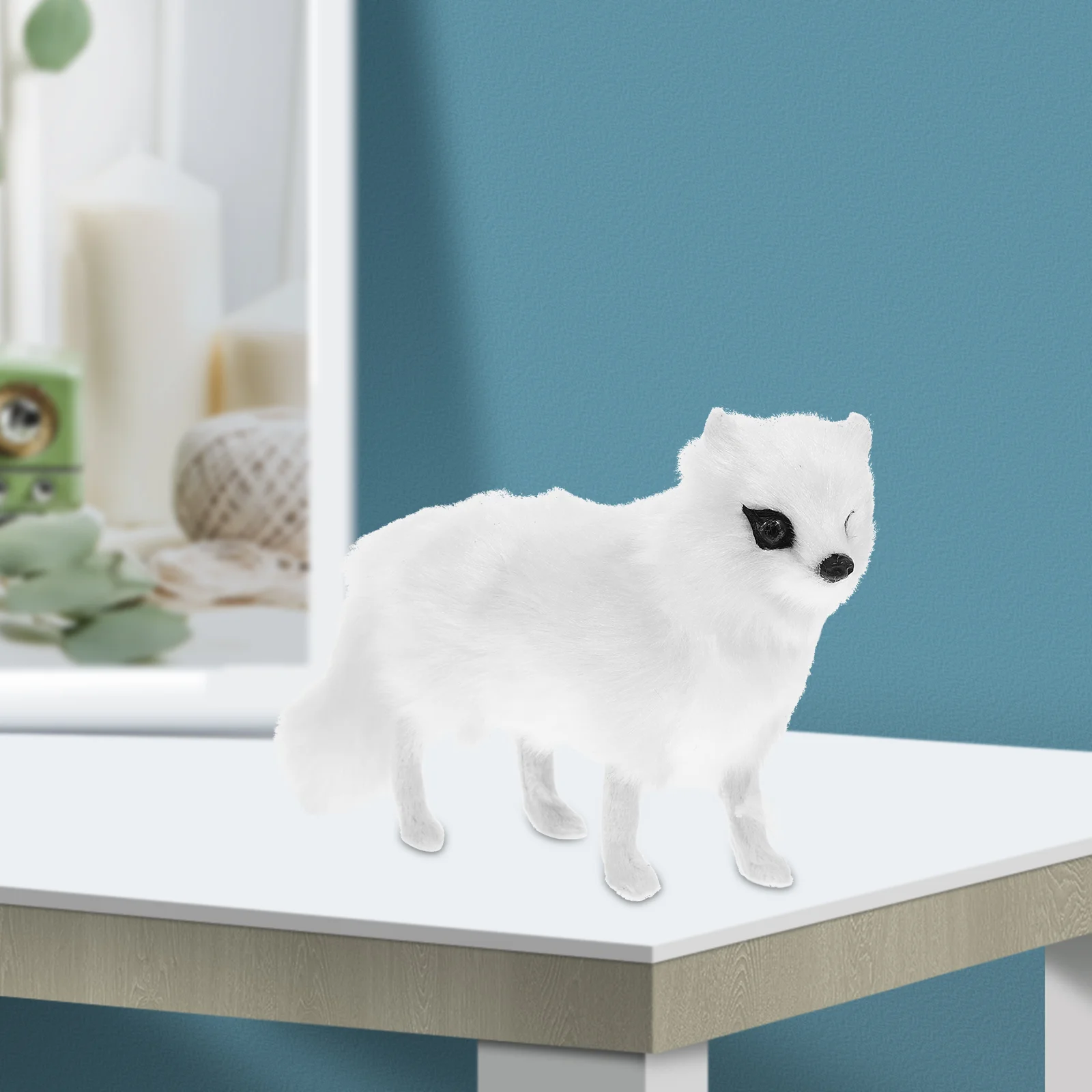 

Statuette Simulation Fox Model Lovers Kids' Room Décor Arctic Artificial Fur Desktop Fox-style Figures