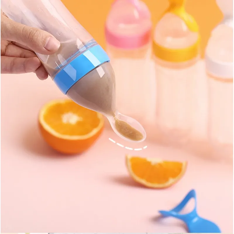 Silicone Milk Bottle Baby Rice Cereal Bottle Squeeze Spoon Children's Food Supplement