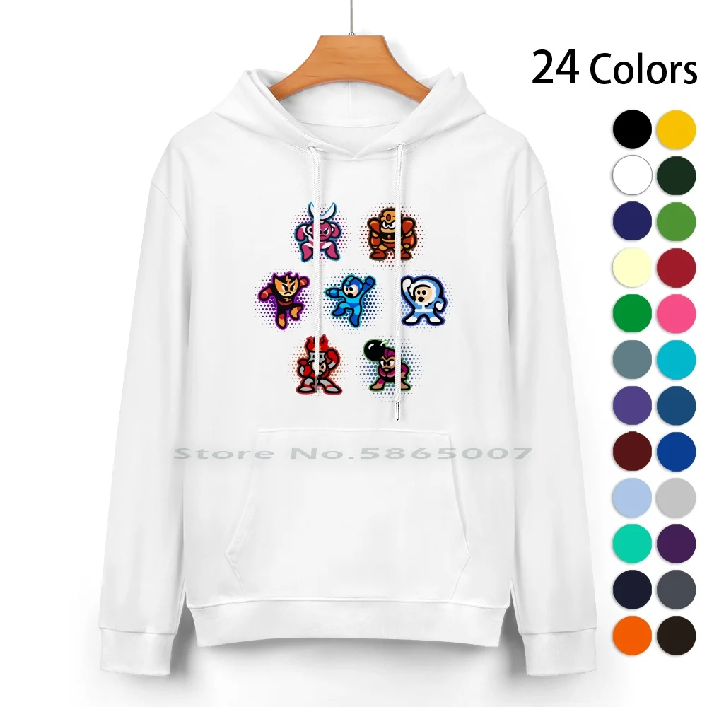 Megaman 1 Robot Felpa Con Cappuccio In Puro Cotone Maglione 24 Colori Megaman Rockman Videogiochi Robot Retrogaming Electrman Cutman Gutsman