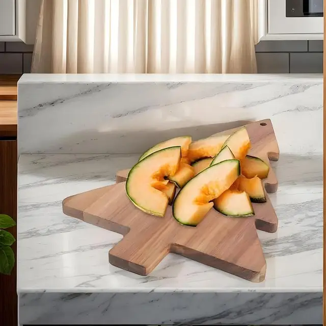 Wooden Christmas Cutting Board Wooden Charcuterie Board Kitchen Christmas Tree Cutting Board Vegetable Platter Serving Tray With 3