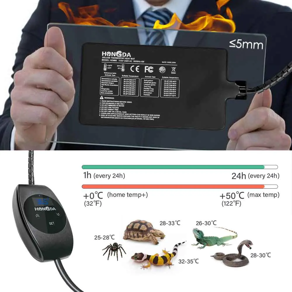 6-36W Seedling Heat Mat PVC Reptile Heating Pad Warmer Adujustable Thermostat Indoor Garden Greenhouse Plants Seedling Aquarium Terrarium