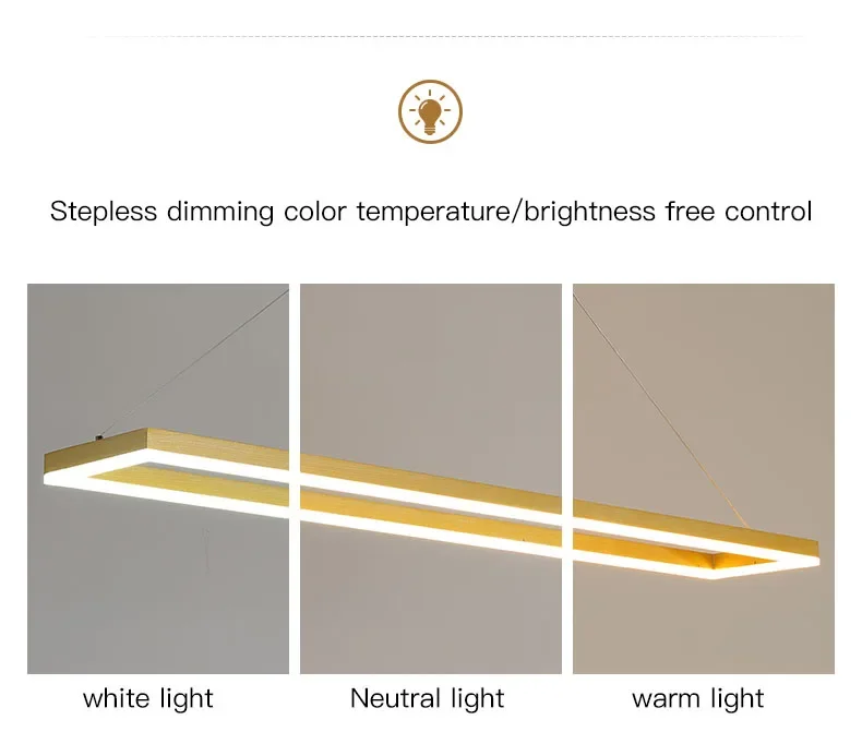 Description Picture 5 of itemNordic Rectangular LED Chandelier Lighting Acrylic Indoor Ceiling Pendant Lamp Bar Office Table Dining Room Kitchen Island Light