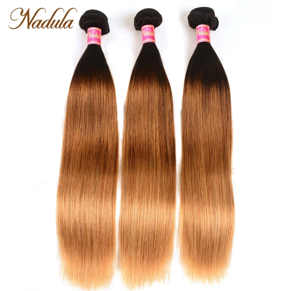 

Nadula Ombre Hair Bundles 16-26inch Peruvian Straight Human Hair Extensions 1B/4/27 Color Remy Hair Free Shipping