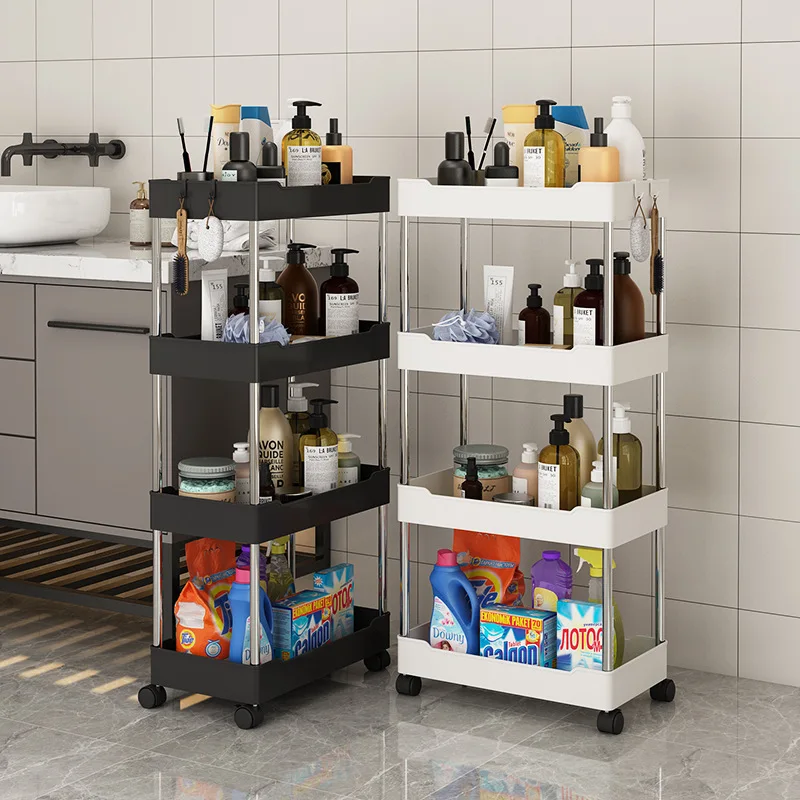 Hot Kitchen Storage Rack Multi-Layer Trolley Rack Trolley Organizer Mobile Bathroom Bathroom Storage Household Kitchen