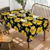Spring Yellow Sunflower Printed Tablecloths Bumble Bee White Washable Table Cover for Kitchen Table Decor Wedding Party Decor 2