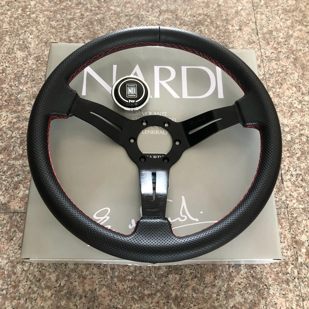 

Universal 14Inch JDM NARDI Steering Wheel Racing Car Drift Punch Leather Steering Wheel Volantes For VW HONDA TOYOTA BMW Nissan