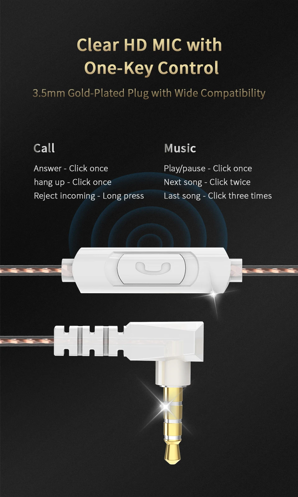 Original AKX Wired Earphone IEM Monitor Level Headset With MIC HIFI Stereo 3.5m
