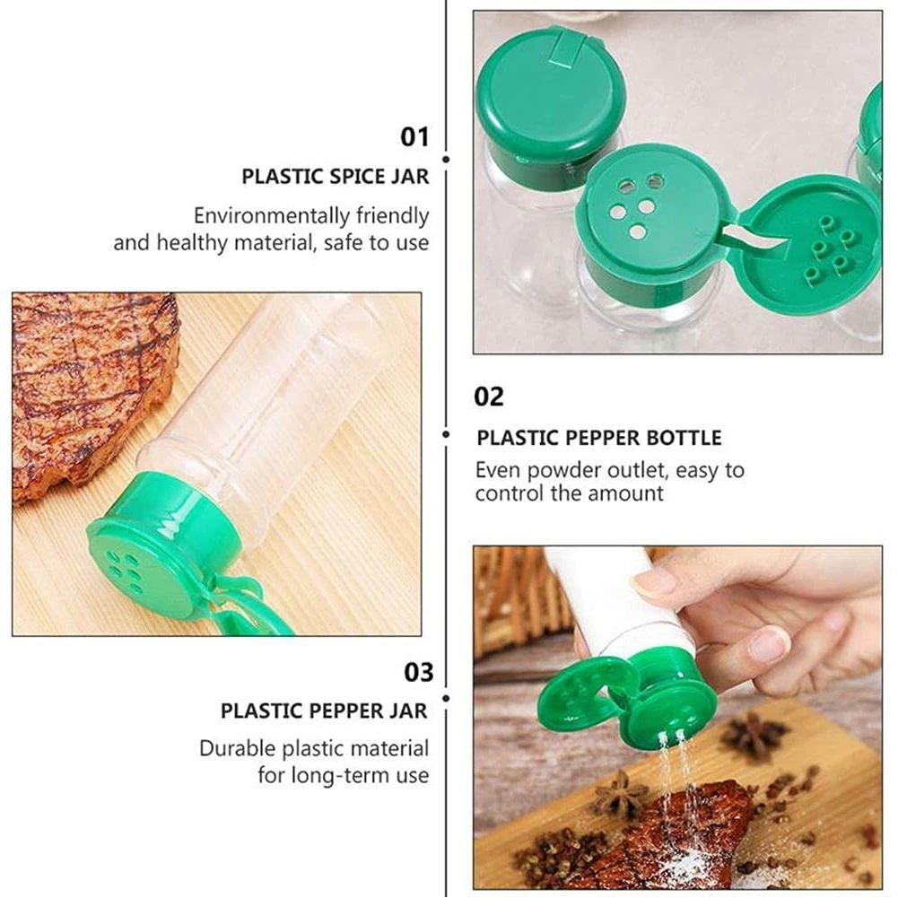 5pcs Plastic Spice Salt Pepper Shakers Seasoning Jar Portable Camping BBQ Condiment Vinegar Bottle Kitchen Cruet 100 ml seasoning jar salt shaker spices bottle salt pepper shakers