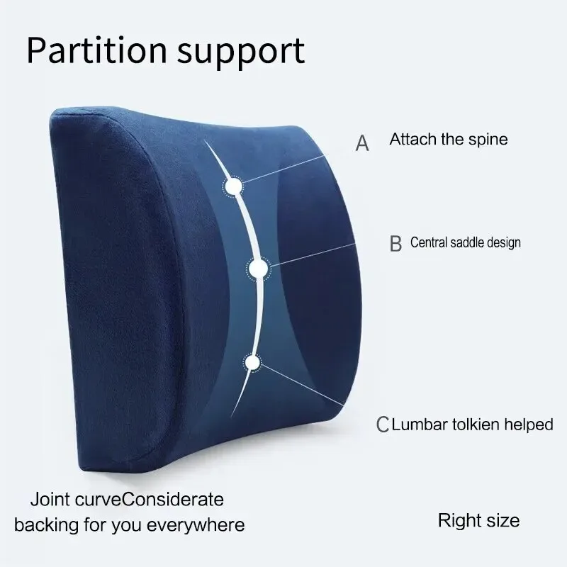 Car Seat Memory Foam Back Support Lumbar Pillow Waist Cushion Breathable Mesh Cover for Office Auto Chair Interior Accessories BEST SELLERS