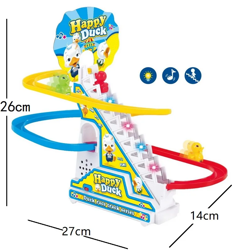 Climbing Stairs Track Toys Cartoon Penguin Dinosaur Dog Duck For Children Electronic Music Funny Boys Girls Kids Birthday Gift childrens toys