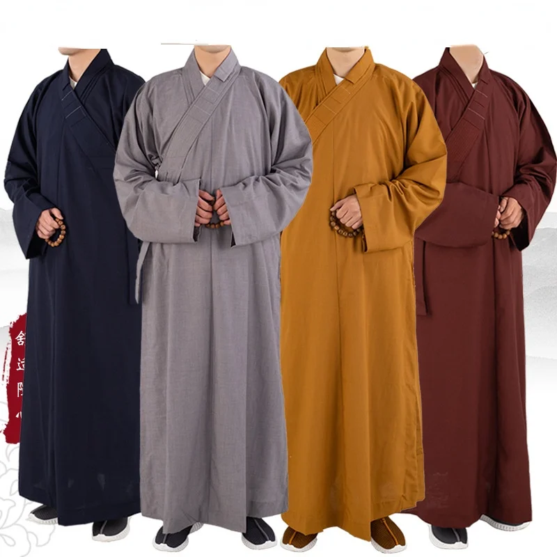 

Yourqipao Long Robes for Buddhism Monk Clothing Traditional Chinese Buddhist Clothing for Adults Men Haiqing Meditation Gown