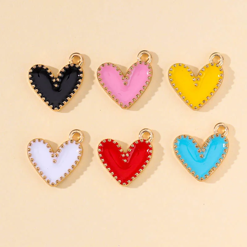 

20pcs 13*14mm Colorful Enamel Love Hearts Charms Pendants For DIY Jewelry Necklaces Earrings Making Accessories Craft Supplies