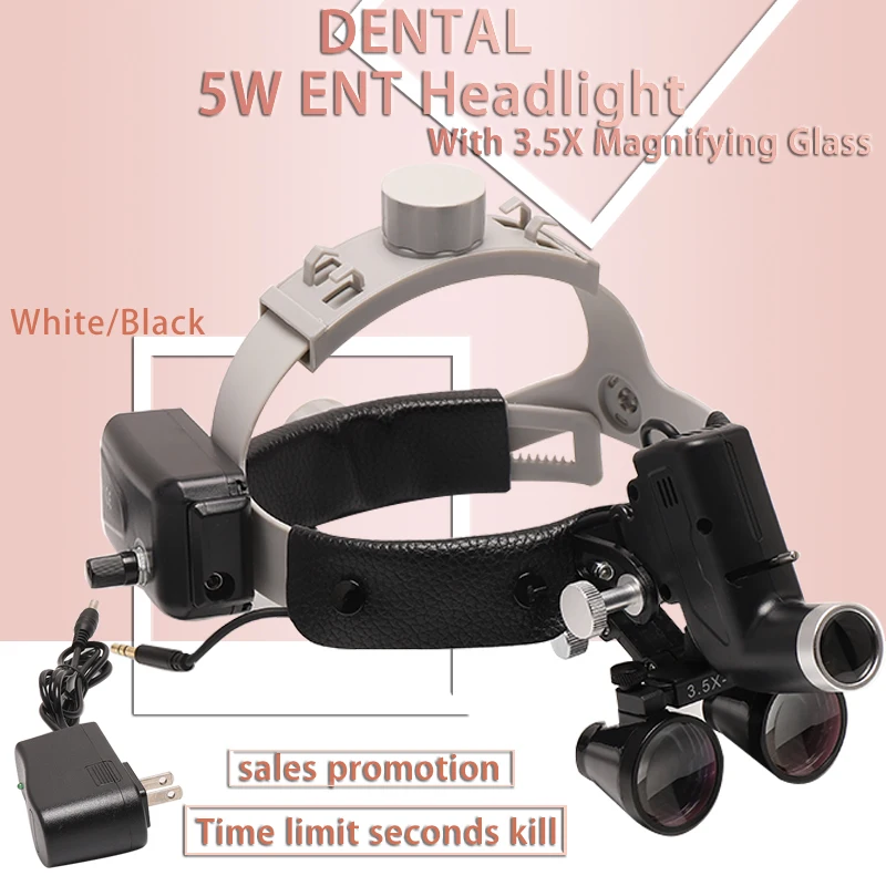 

Dental Binocular Loupes 3.5X-420mm With 5W Dental LED Headlight dental Ajustable Dental Lab Headlamp Surgical